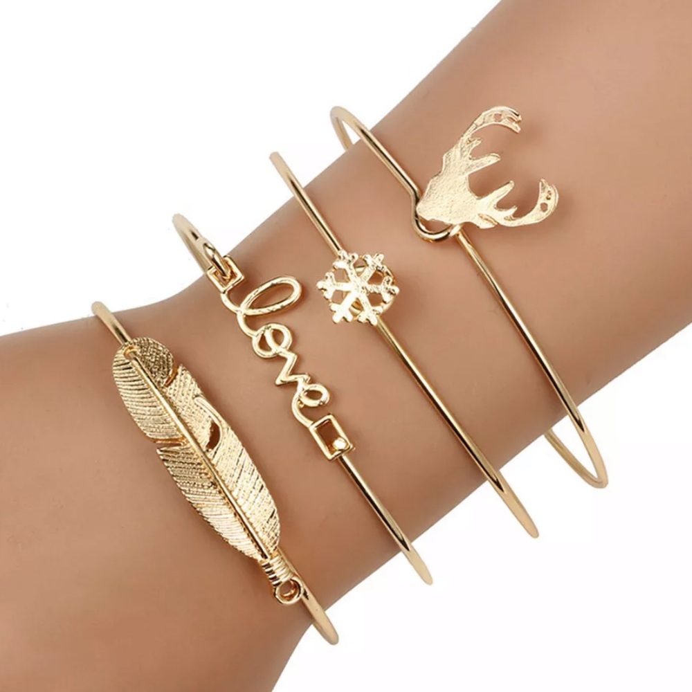 {DELAINA} boho Deer Love Bangle Bracelet Set - Picture 3 of 7